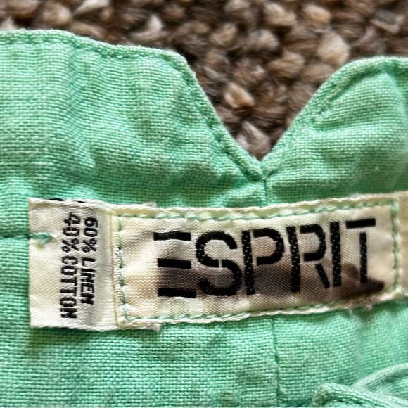 ❤Vintage 1980s Esprit Mint Green High Waisted Linen Cotton Blend Shorts Size 7/8 - Picture 3 of 5